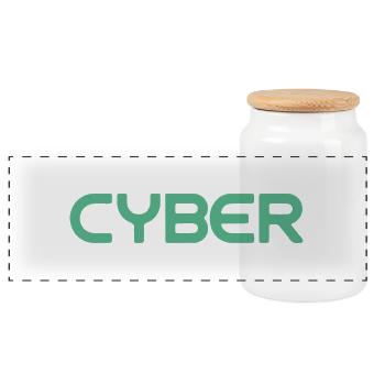 CYBER (Englisch) - Panorama Keksdose mit Holzdeckel - Weiß - Vorne