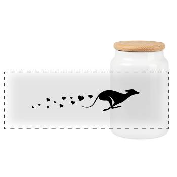 Windhund Liebe – Sighthound Love - Panorama Keksdose mit Holzdeckel - Weiß - Vorne
