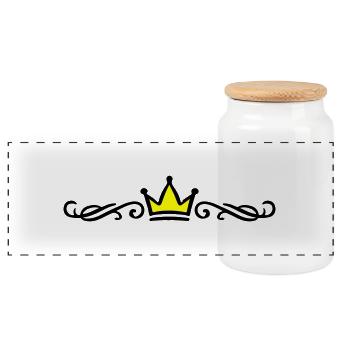 Crown Ornament - Panoramic Cookie Jar with Wooden Lid - white - Front