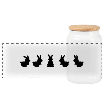 five bunnies (1c) - Panorama Keksdose mit Holzdeckel - Weiß - Vorne