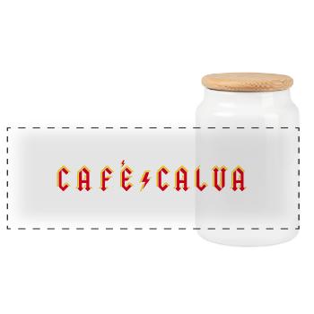 café/calva - Boîte à biscuits avec couvercle en bois - blanc - Devant
