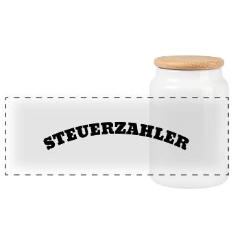 Steuerzahler - Panorama Keksdose mit Holzdeckel - Weiß - Vorne