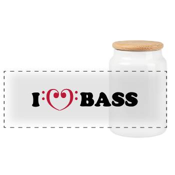 I love bass - Boîte à biscuits avec couvercle en bois - blanc - Devant