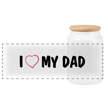 I love my dad - Panoramic Cookie Jar with Wooden Lid - white - Front