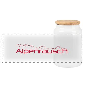 alpenrausch - Panorama Keksdose mit Holzdeckel - Weiß - Vorne