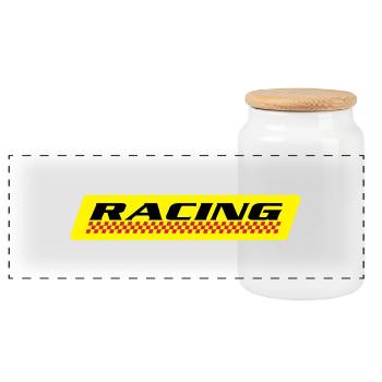 RACING - Panoramic Cookie Jar with Wooden Lid - white - Front