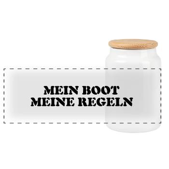 Mein boot meine regeln - Panorama Keksdose mit Holzdeckel - Weiß - Vorne