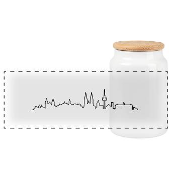 Skyline Regensburg - Panorama Keksdose mit Holzdeckel - Weiß - Vorne