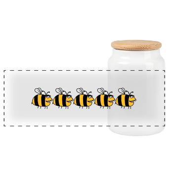 Lustige Dicke Bienen - Panorama Keksdose mit Holzdeckel - Weiß - Vorne