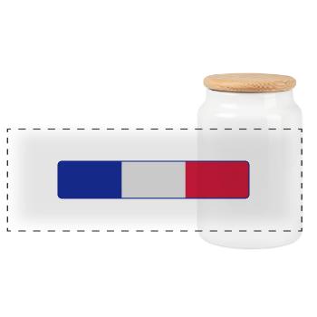 France - Panoramic Cookie Jar with Wooden Lid - white - Front