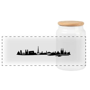 Skyline - Europa - Panorama Keksdose mit Holzdeckel - Weiß - Vorne