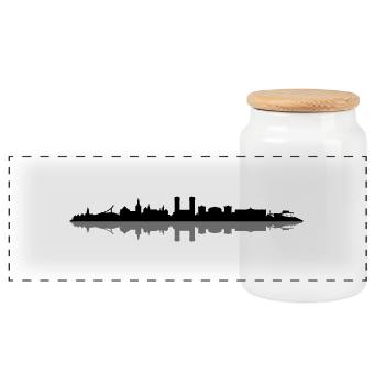 Skyline - Oslo - Panorama Keksdose mit Holzdeckel - Weiß - Vorne