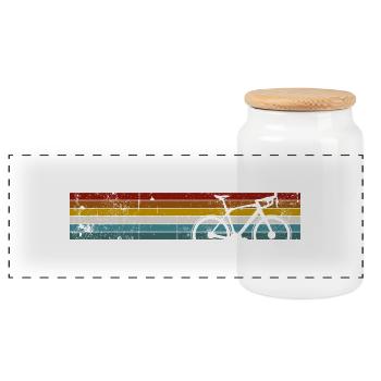 Regenbogen Streifen Fahrrad Silhouette - Panorama Keksdose mit Holzdeckel - Weiß - Vorne