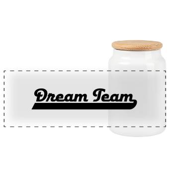 Dream Team - Panorama Keksdose mit Holzdeckel - Weiß - Vorne