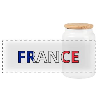 Flag of France - Panoramic Cookie Jar with Wooden Lid - white - Front