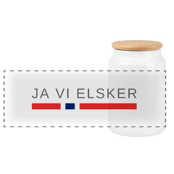 Ja, wir lieben Norwegen - Panorama Keksdose mit Holzdeckel - Weiß - Vorne