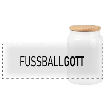 Fussball - Fußball - Gott - Panorama Keksdose mit Holzdeckel - Weiß - Vorne