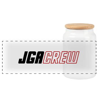 JGA Crew Junggesellenabschied - Panorama Keksdose mit Holzdeckel - Weiß - Vorne