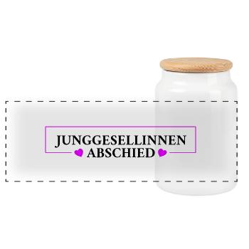 Junggesellinnenabschied Jga Herz - Panorama Keksdose mit Holzdeckel - Weiß - Vorne