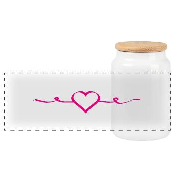  Herz rosa rot Herz  pink Geschenk Valentinstag - Panorama Keksdose mit Holzdeckel - Weiß - Vorne