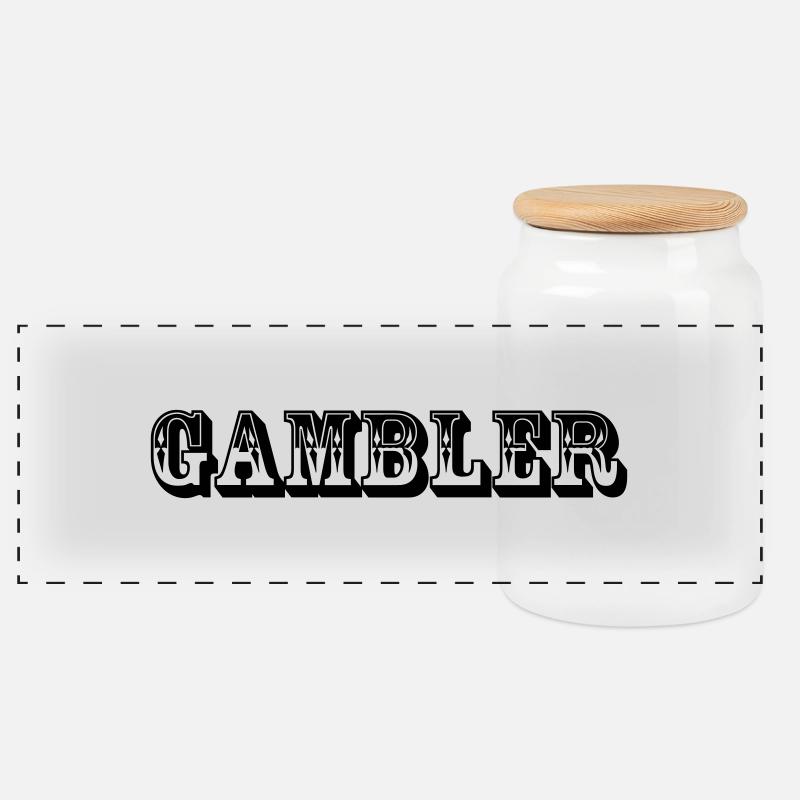 Gambler - poker - Panorama Keksdose mit Holzdeckel - Weiß