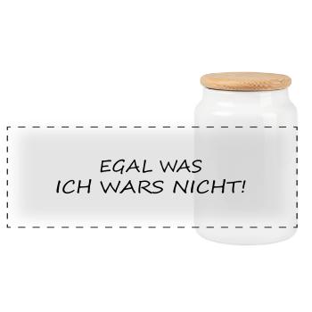 Egal was ich wars nicht! - Panorama Keksdose mit Holzdeckel - Weiß - Vorne