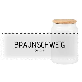 Braunschweig - Panorama Keksdose mit Holzdeckel - Weiß - Vorne