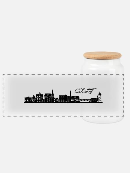 Schüttorfer Skyline - Panorama Keksdose mit Holzdeckel - Weiß
