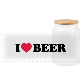 I love beer - Boîte à biscuits avec couvercle en bois - blanc - Devant