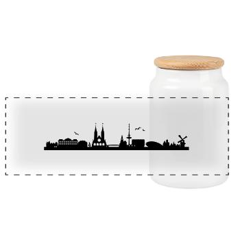 Skyline Bremen - Boîte à biscuits avec couvercle en bois - blanc - Devant