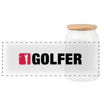 golfer - Panorama Keksdose mit Holzdeckel - Weiß - Vorne