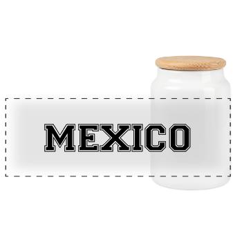 mexico - Panoramic Cookie Jar with Wooden Lid - white - Front