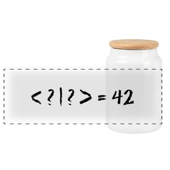 Best Quantum Joke Ever: Bra-Ket = 42 (Blackboard) - Panoramic Cookie Jar with Wooden Lid - white - Front