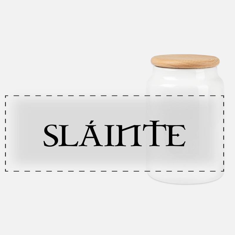 Slainte text de - Panorama Keksdose mit Holzdeckel - Weiß