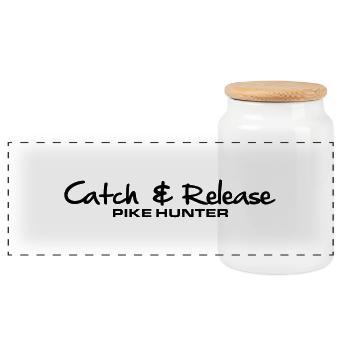 as20_cr_pike_hunter - Panoramic Cookie Jar with Wooden Lid - white - Front