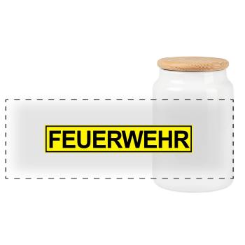 Feuerwehr Neon klein - Panorama Keksdose mit Holzdeckel - Weiß - Vorne