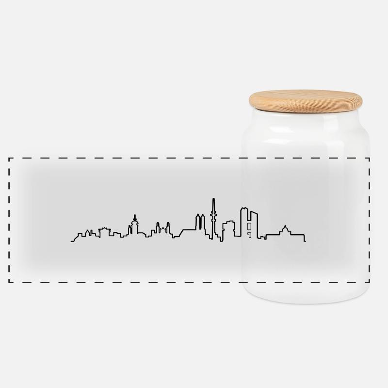 Skyline München - Panorama Keksdose mit Holzdeckel - Weiß