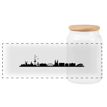 Skyline Bremen - Panorama Keksdose mit Holzdeckel - Weiß - Vorne