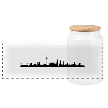 Skyline - Nürnberg - Panorama Keksdose mit Holzdeckel - Weiß - Vorne