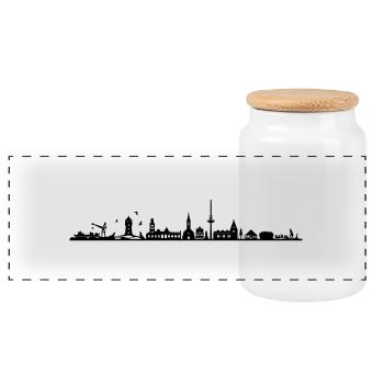 Skyline - Küste Cuxhaven - Panorama Keksdose mit Holzdeckel - Weiß - Vorne