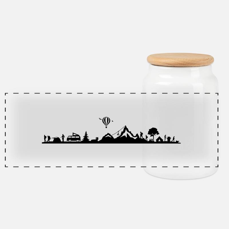 Landschaft - Berge Sport Alpen - Panorama Keksdose mit Holzdeckel - Weiß