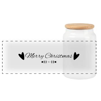 merry christmas schwarz - Panorama Keksdose mit Holzdeckel - Weiß - Vorne