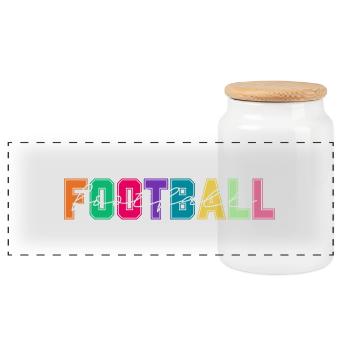 Football Colors - Football Lover Gift - Panoramic Cookie Jar with Wooden Lid - white - Front