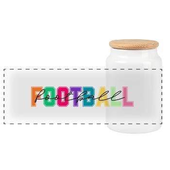 Football Colors - Football Lover Gift - Panoramic Cookie Jar with Wooden Lid - white - Front