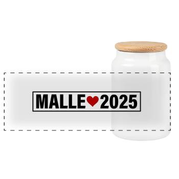 Malle 2025 Liebe Herz Mallorca - Panorama Keksdose mit Holzdeckel - Weiß - Vorne