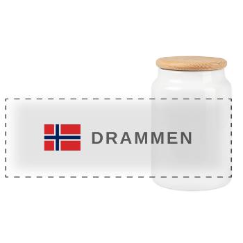 Drammen Norvège - Boîte à biscuits avec couvercle en bois - blanc - Devant