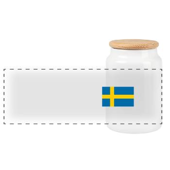 Schweden - Panorama Keksdose mit Holzdeckel - Weiß - Vorne