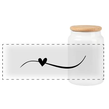 Ligne avec cœur - Boîte à biscuits avec couvercle en bois - blanc - Devant