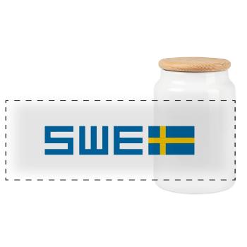 Suède - Boîte à biscuits avec couvercle en bois - blanc - Devant