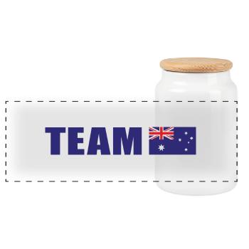 Team Australia - Panoramic Cookie Jar with Wooden Lid - white - Front